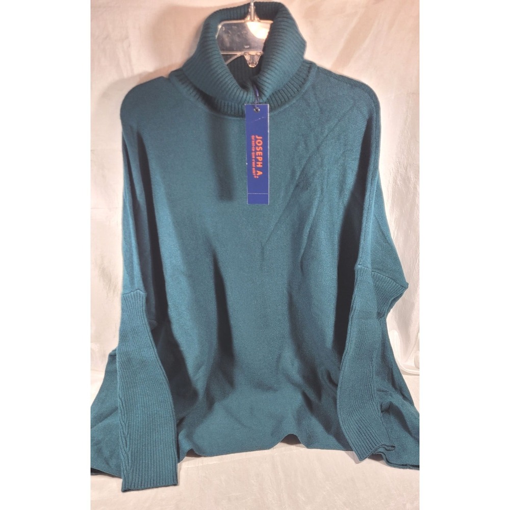 Joseph A. Women's Rayon Blend Boxy Turtleneck Sweater - Deep Teal - Medium